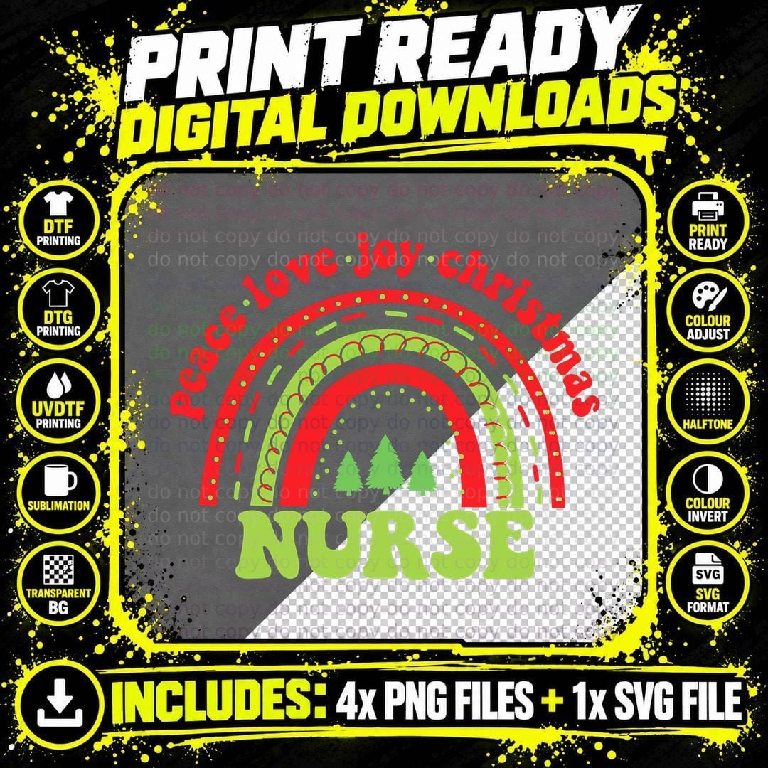 Christmas Nurse Rainbow T-Shirt, Holiday Cheer Png SVG Digital Bundle