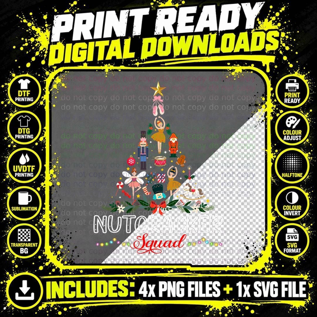Christmas Nutcracker Squad Ballet Dance Women T-Shirt Png SVG Digital Bundle