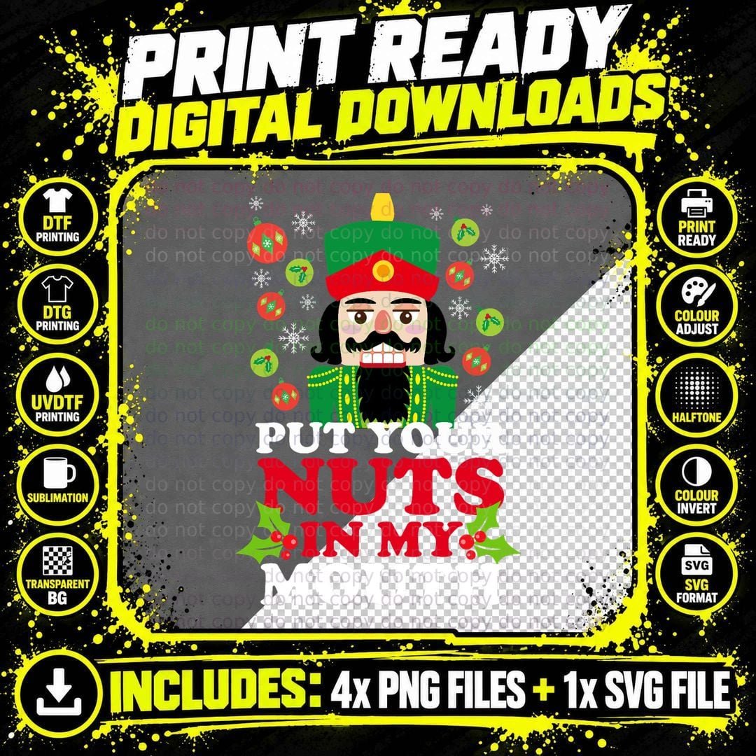 Christmas Nutcracker T-Shirt, Festive Holiday Print Png SVG Digital Bundle
