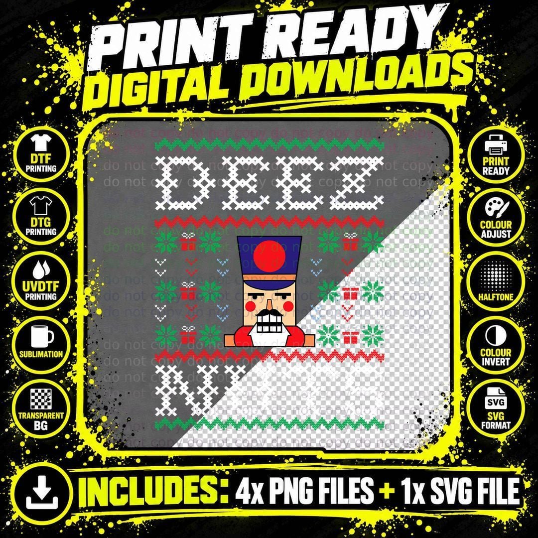 Christmas Nutcracker T-Shirt, Festive Holiday Print Png SVG Digital Bundle