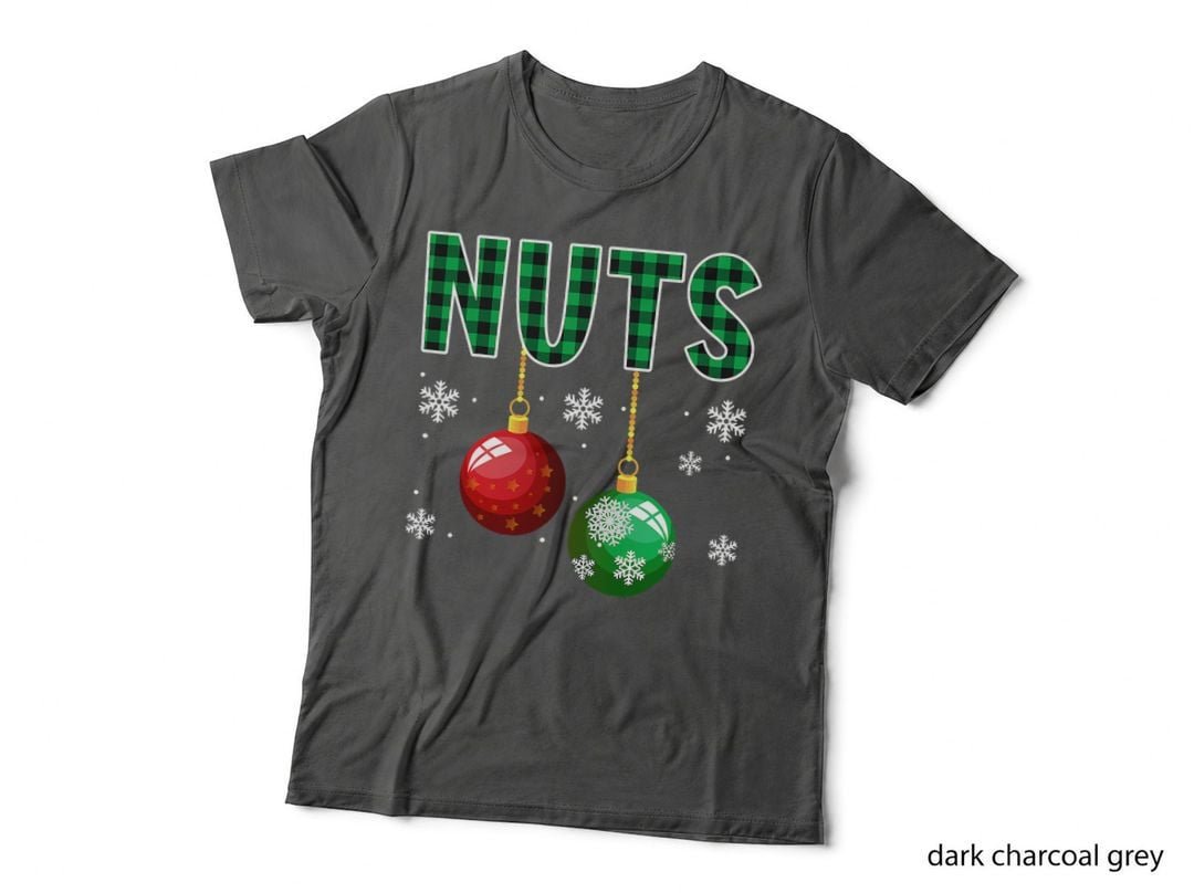 Christmas Nuts Plaid T-Shirt, Festive Holiday Print