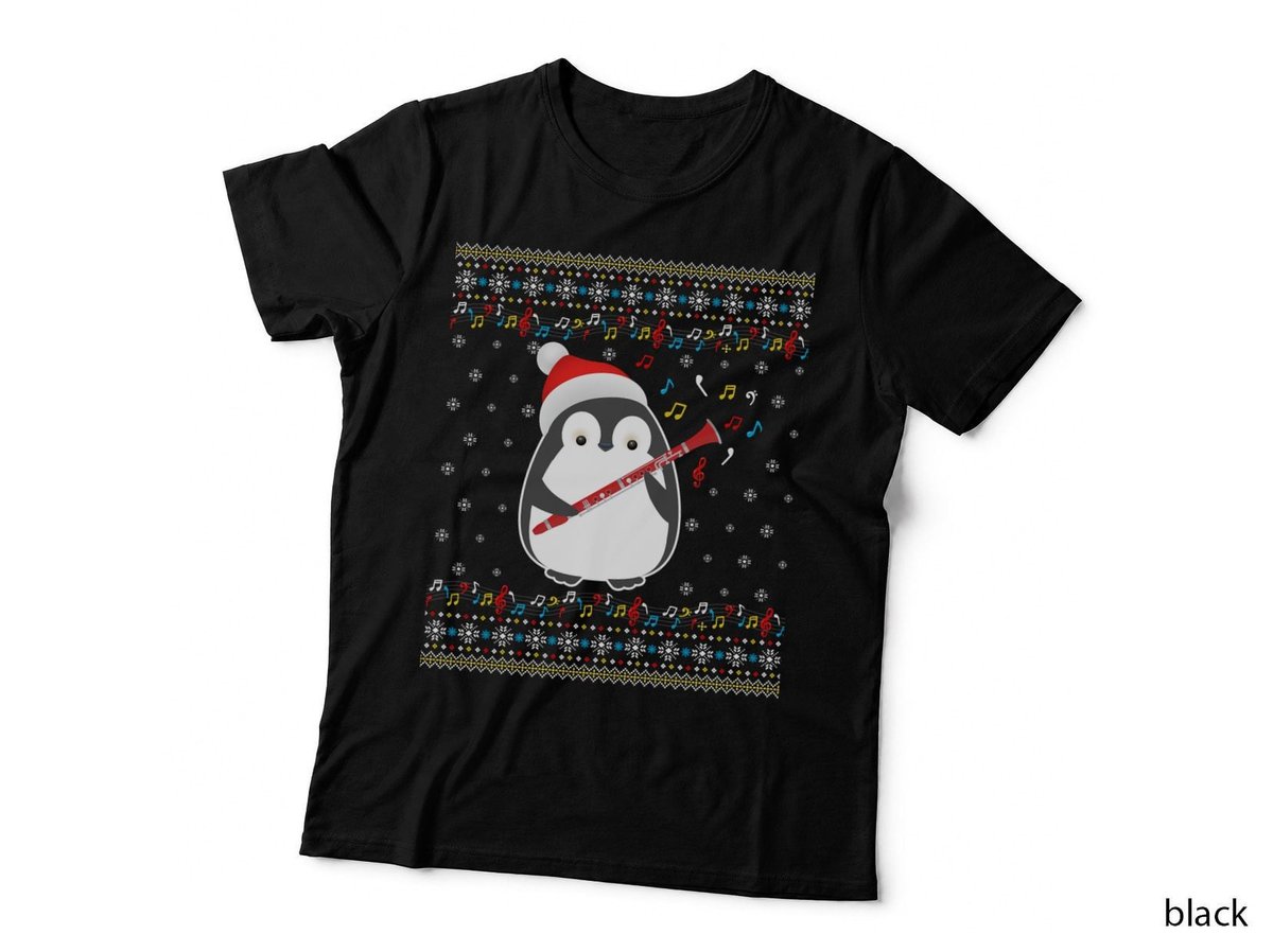 Christmas Penguin Clarinet Player Sweatshirt, Ugly Xmas Sweater T-Shirt
