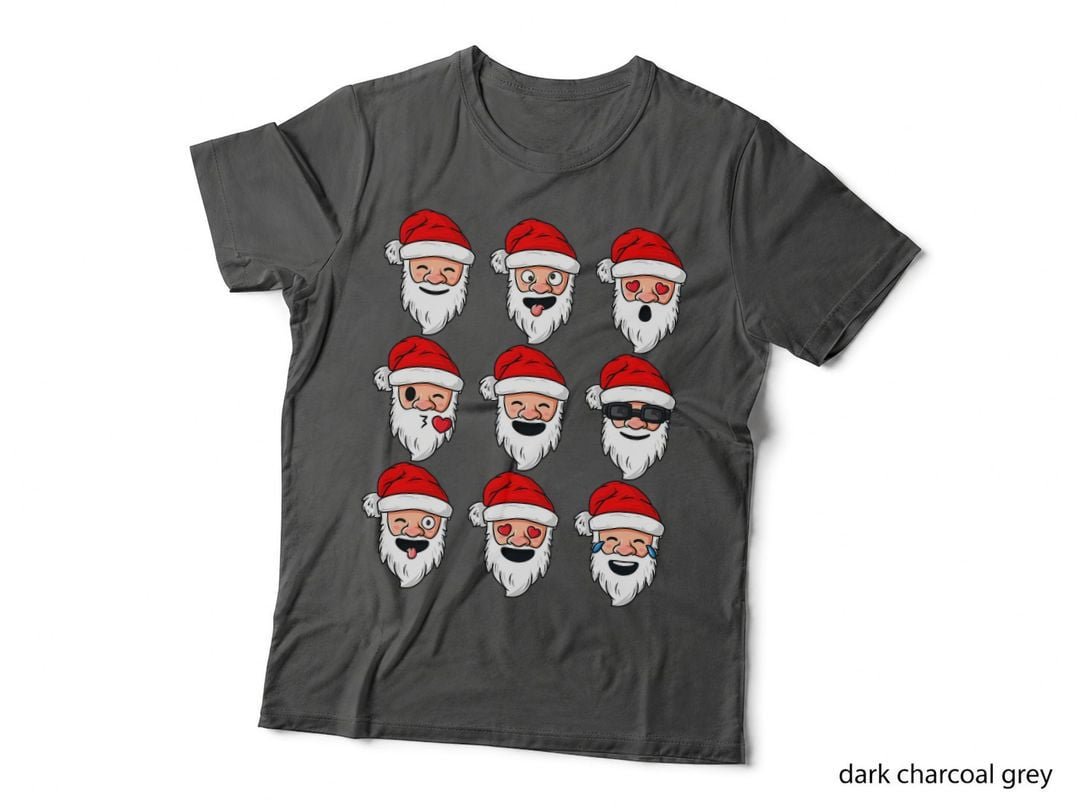 Christmas Santa Claus Funny Faces Boys Girls Kids Xmas T-Shirt