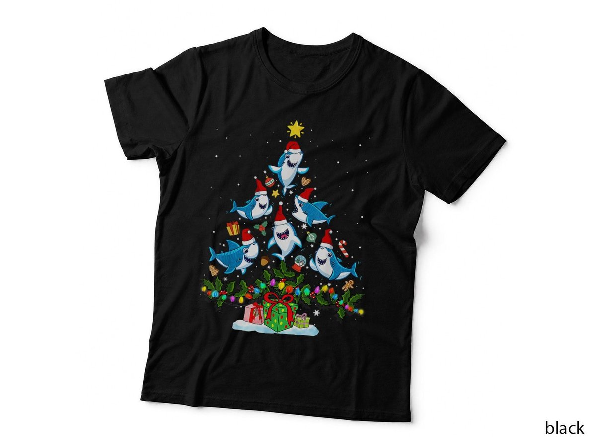 Christmas Shark Tree T-Shirt, Festive Holiday Print, Pet Lover Apparel