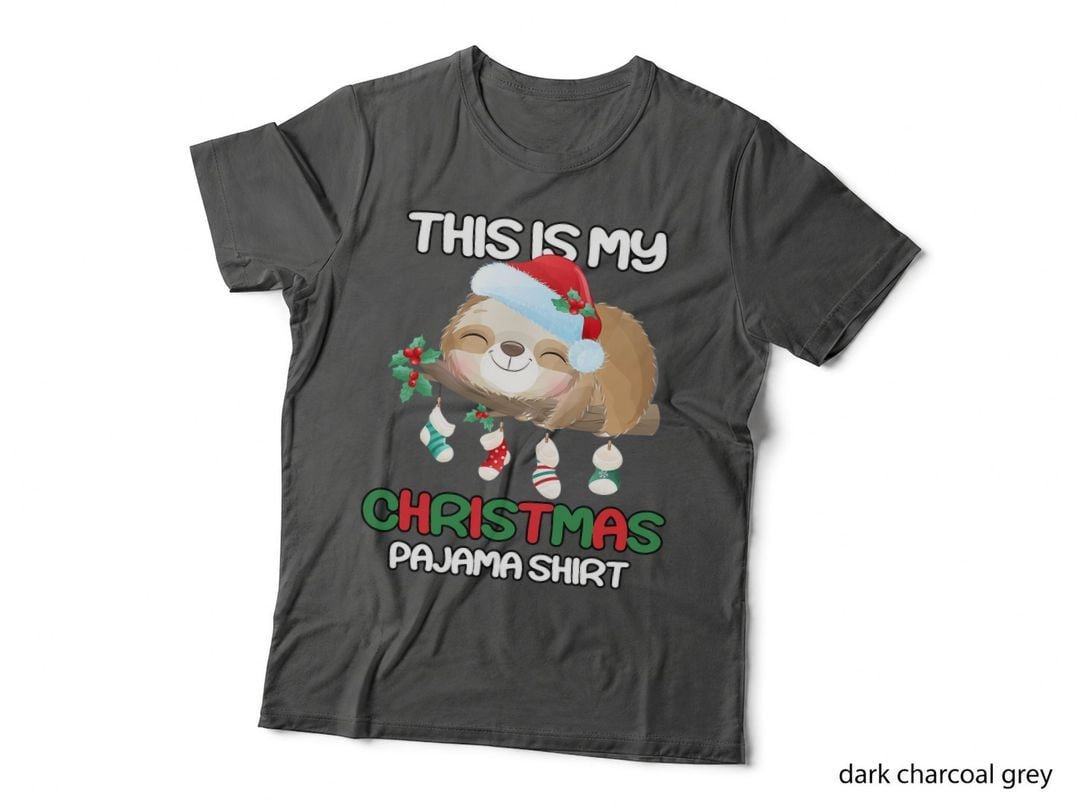 Christmas Sloth Pajama T-Shirt, Festive Holiday, Cute Sloth Lover Apparel