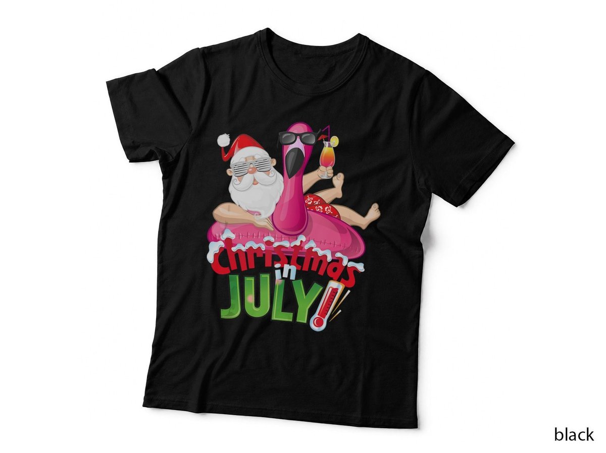 Christmas in July Flamingo Float T-Shirt, Summer Holiday Vibes