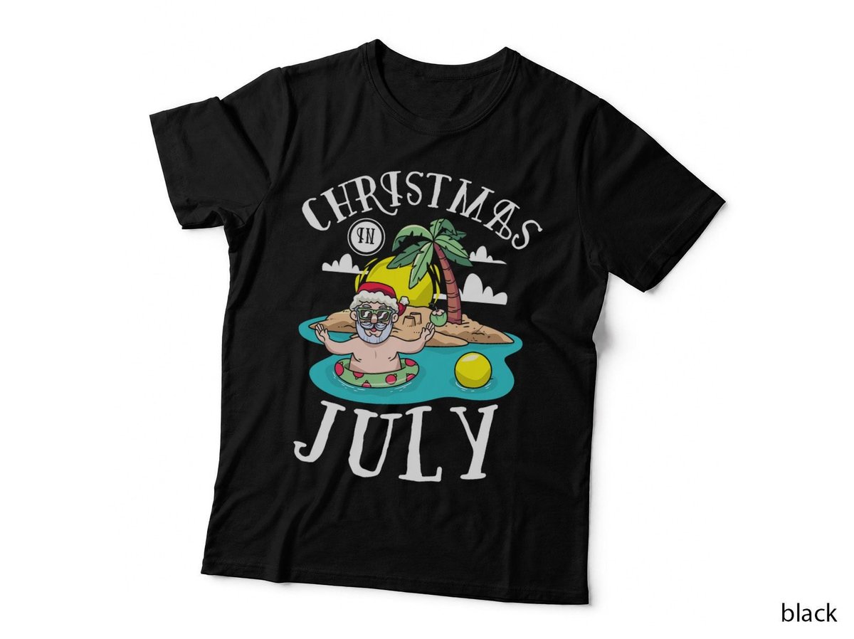 Christmas in July Funny Santa T-Shirt, Summer Holiday, Beach Vibes