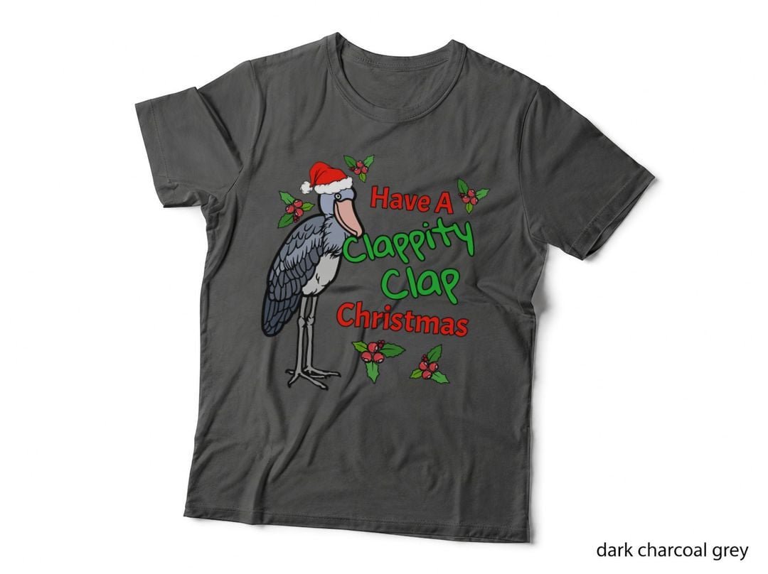 Clappity Clap Christmas Shoebill Stork T-Shirt, Holiday Christmas Design