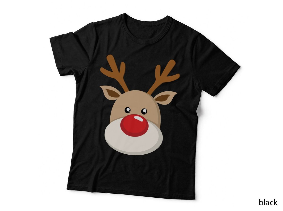 Cute Reindeer Rudolph Red Nose Christmas T-Shirt, Festive Holiday Style