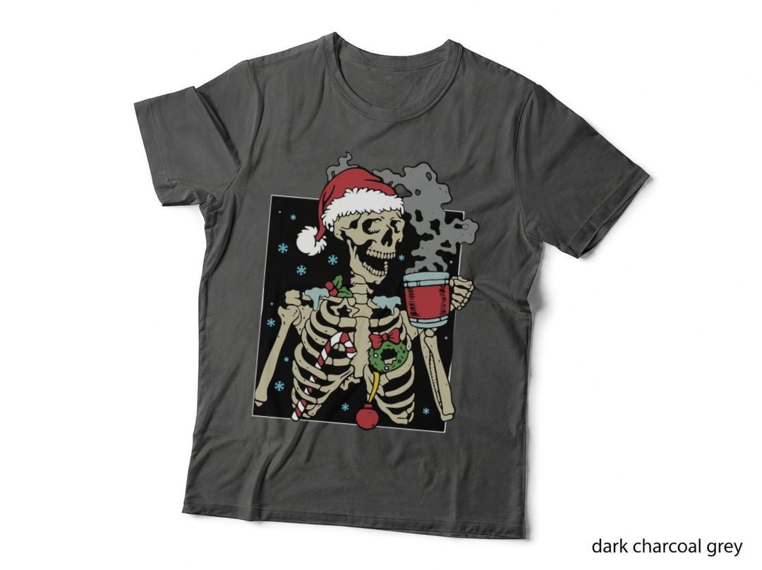 Dead Inside Skeleton Christmas T-Shirt, Sarcastic Holiday Coffee
