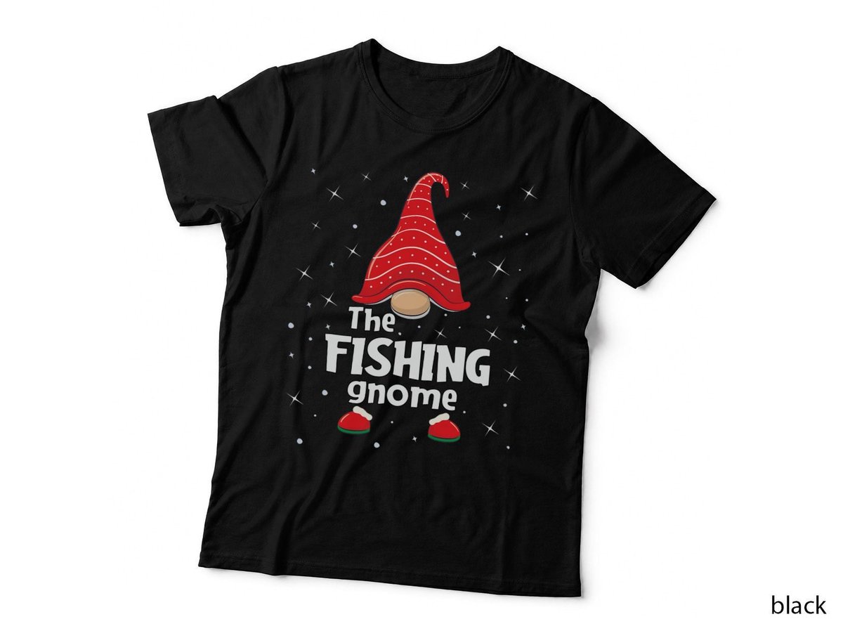 Fishing Gnome Family Matching Christmas T-Shirt, Holiday Fun