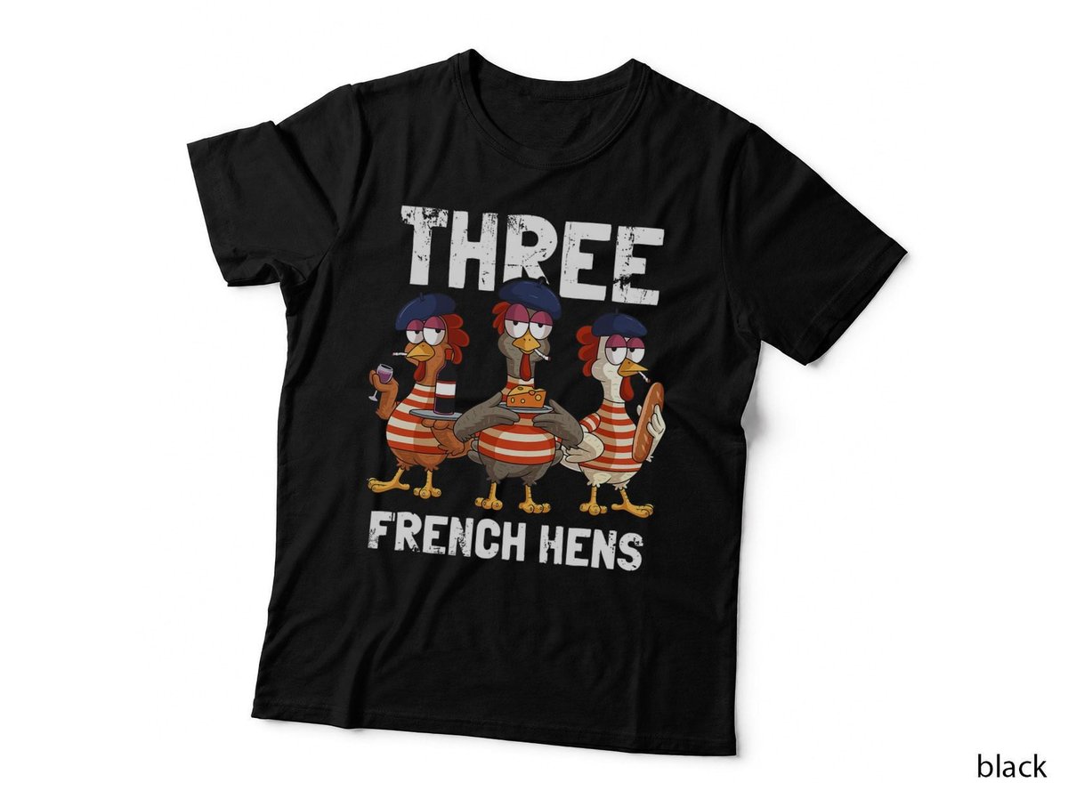 French Hen Christmas Carol T-Shirt, Funny Holiday Print, Festive Gift Idea
