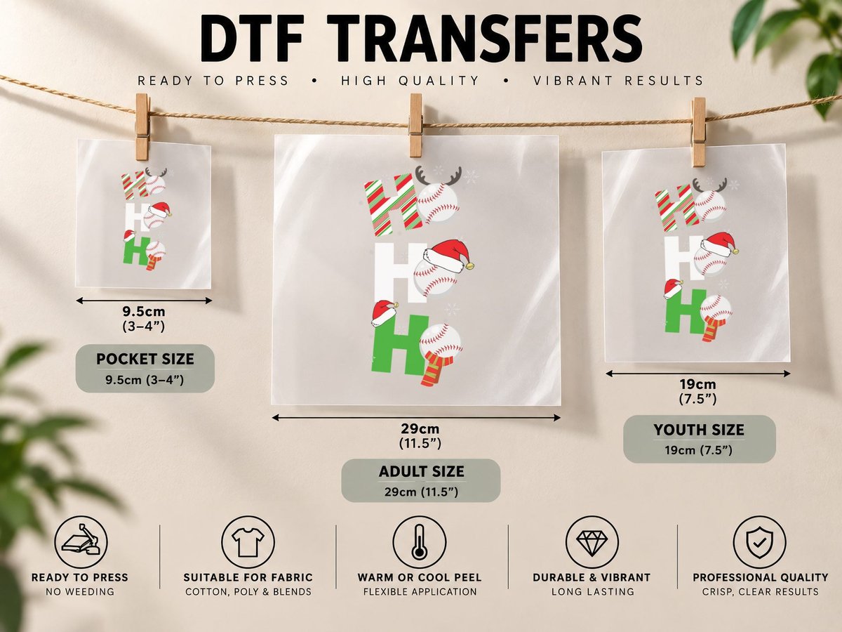 Funny Christmas Baseball Pajamas Player Matching Team DTF Transfer Iron On