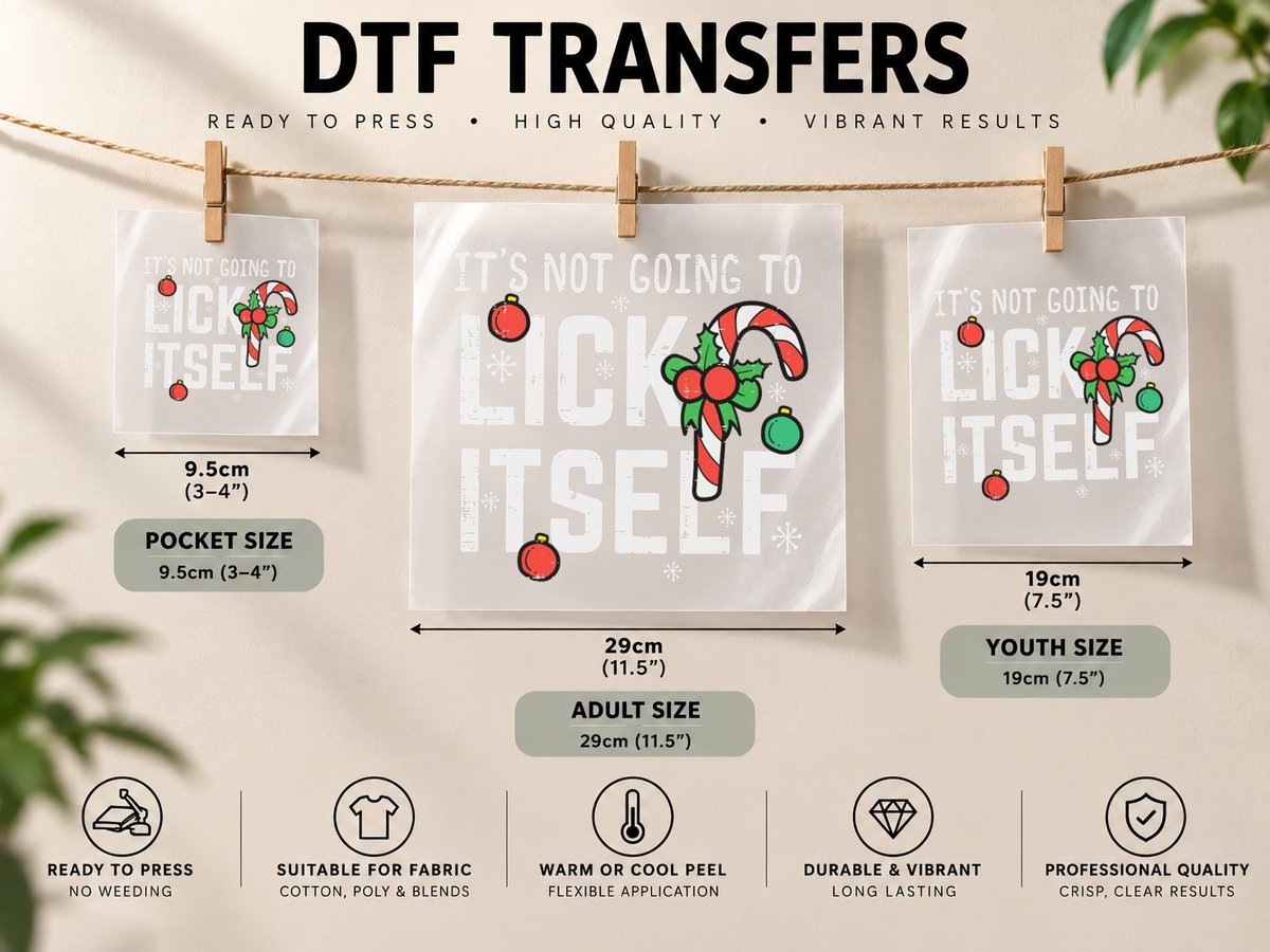 Funny Christmas Candy Cane, Holiday Humor DTF Transfer Iron On
