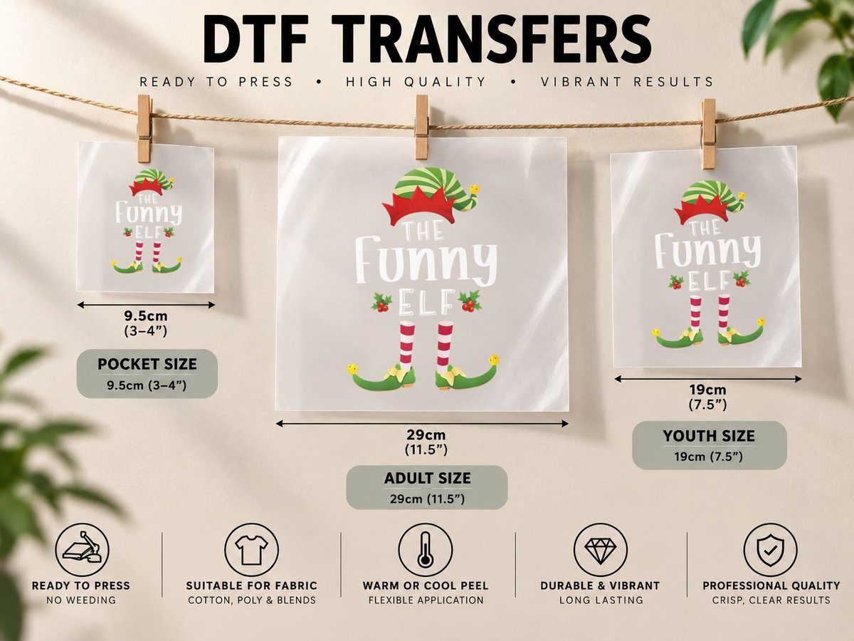 Funny Christmas Elf Matching Pajama X-Mas Party Family DTF Transfer Iron On