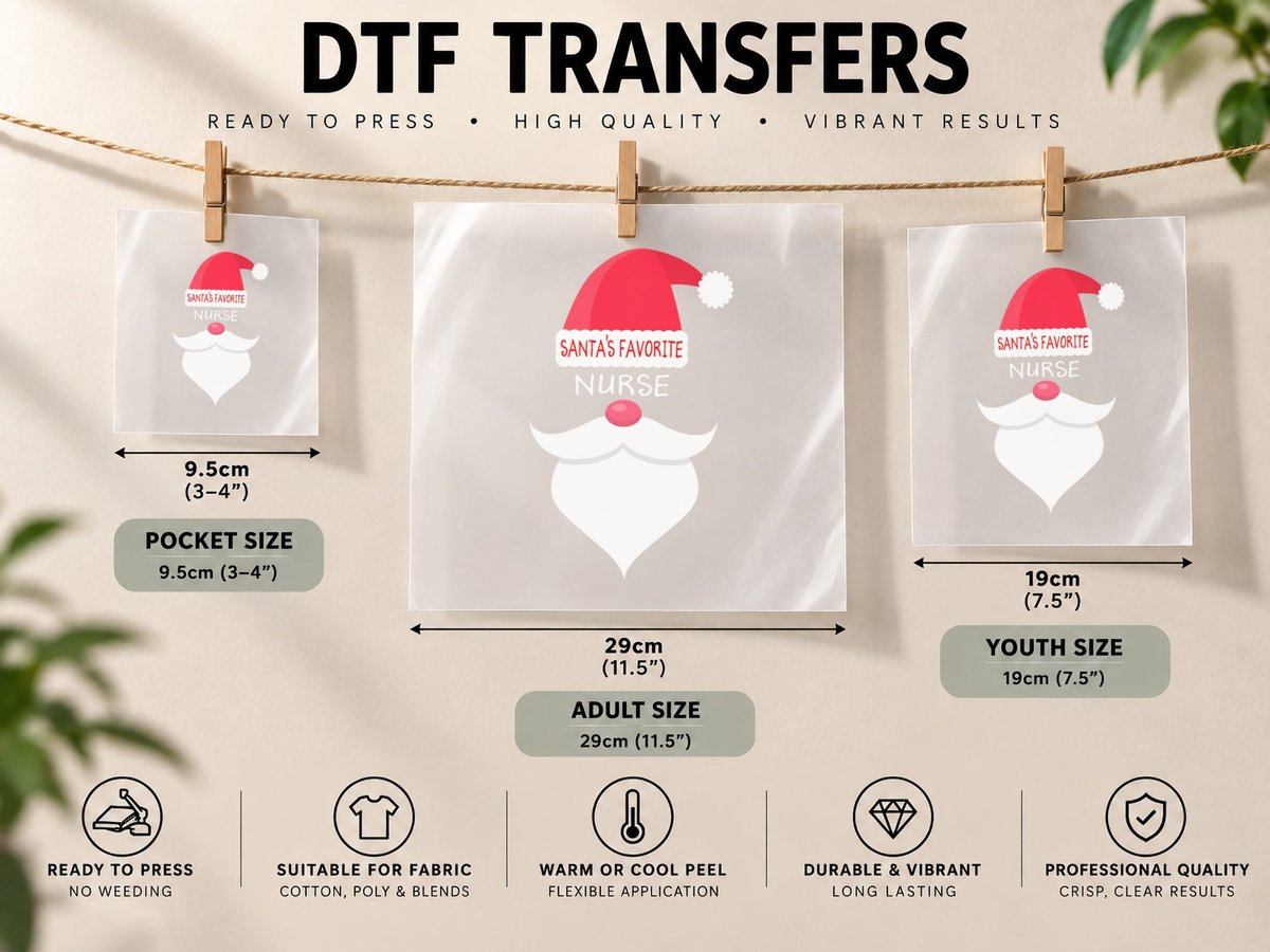 Funny Christmas Nursing, Santa's Favorite Nurse DTF Transfer Iron On