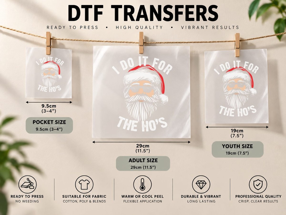 Funny Christmas Santa I Do It for the Hos DTF Transfer Iron On