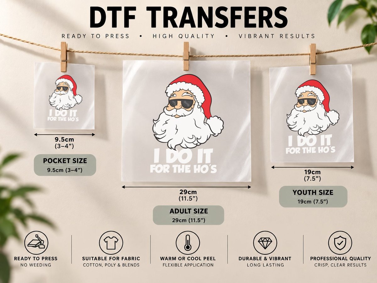 Funny Christmas Santa Pullover, Holiday Humor DTF Transfer Iron On