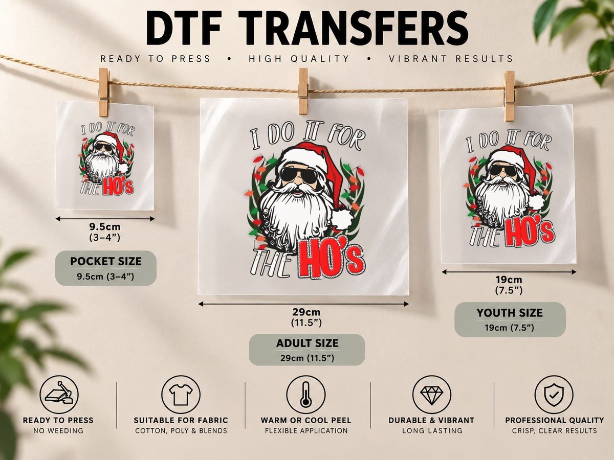 Funny Christmas Santa, Holiday Mood Gifts, Adult Humor DTF Transfer Iron On