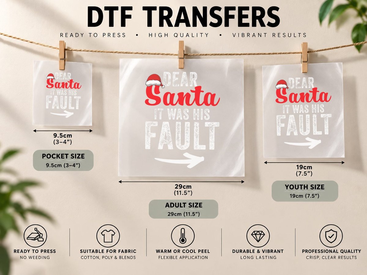 Funny Christmas Santa, White, Holiday Humor DTF Transfer Iron On