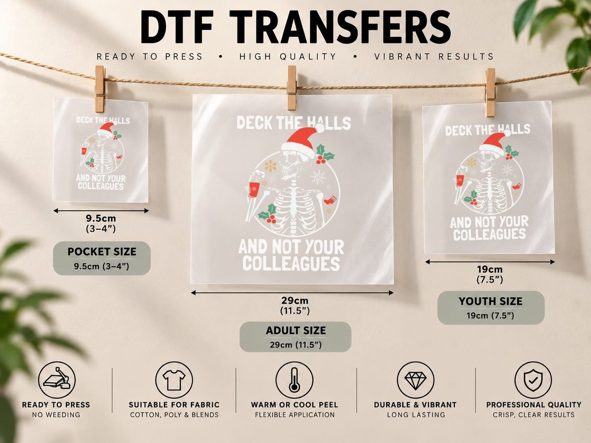 Funny Christmas Skeleton, Holiday Sarcastic Design DTF Transfer Iron On