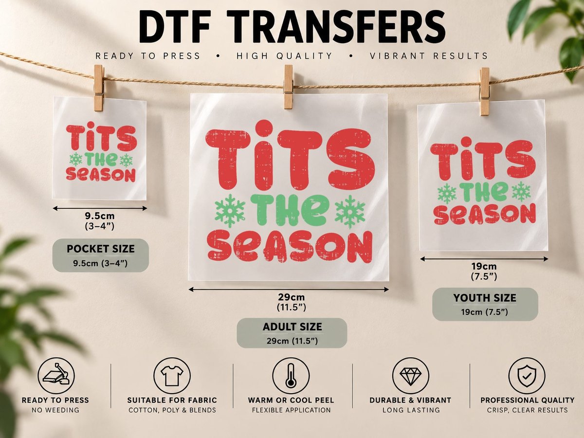 Funny Christmas, Tits the Season, Woman Holiday Gift DTF Transfer Iron On