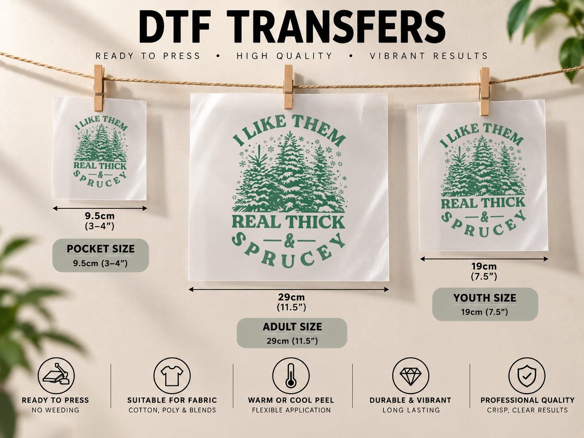 Funny Christmas Tree, Thick & Sprucey Design, Holiday Humor DTF Transfer Iron On