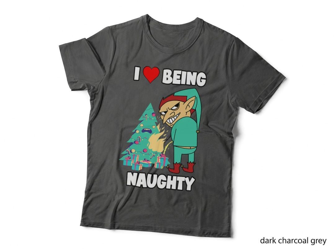 Funny Xmas Tree Elf Joke T-Shirt, Christmas Humor, Naughty Christmas Print