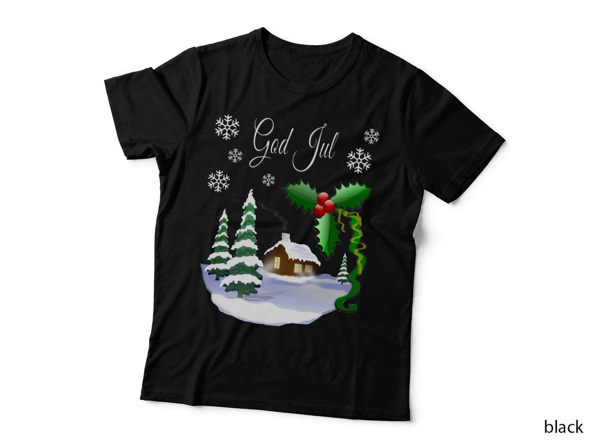 God Jul Christmas Snowflake T-Shirt, Holiday Nordic Style