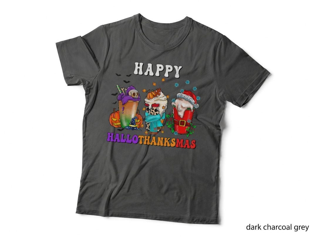 Hallothanksmas Coffee T-Shirt, Holiday Mashup, Festive Coffee Lovers