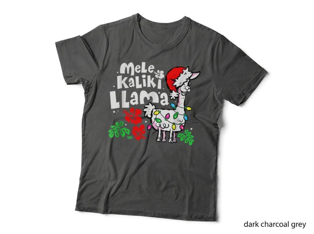 Hawaiian Llama Christmas Lights T-Shirt, Festive Holiday Print