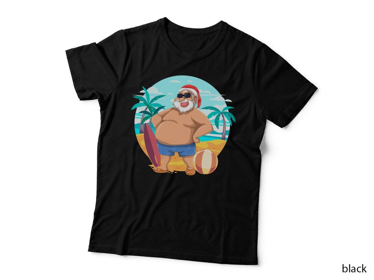 Hawaiian Summer Funny Santa Claus Tropical Christmas in July T-Shirt