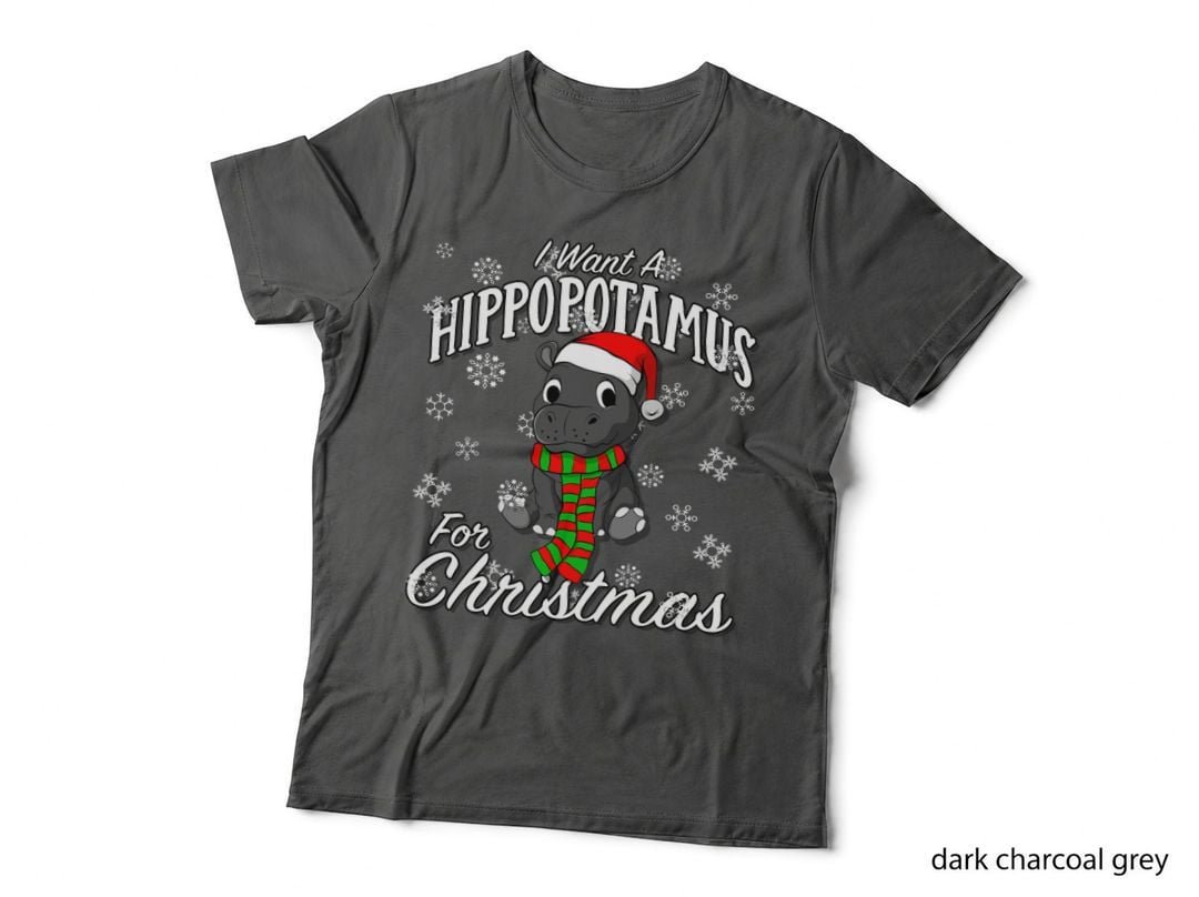 Hippo Christmas Pullover Hoodie, Festive Holiday Style, Xmas Present