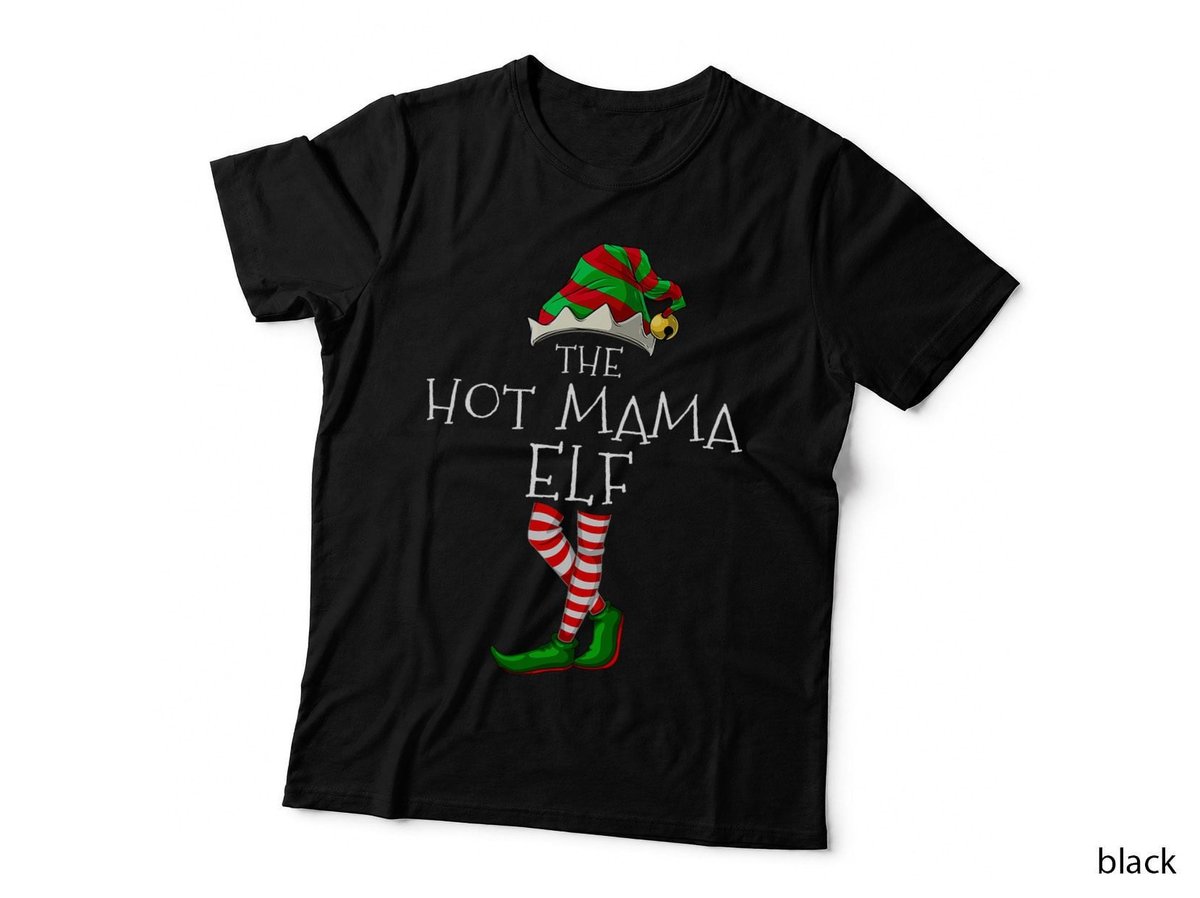 Hot Mama Elf Group Funny Christmas Pajama Party T-Shirt