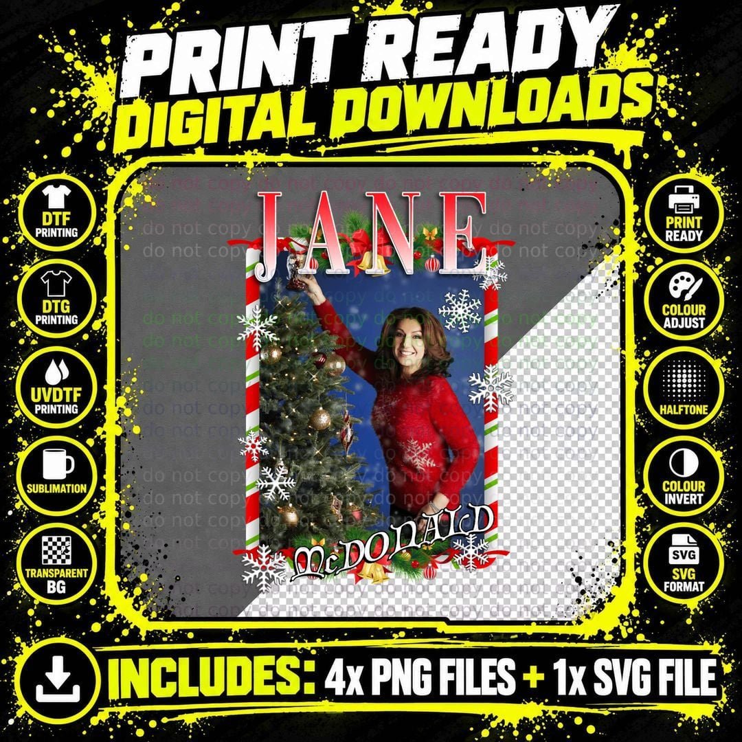 Jane Fast Food Christmas Tribute T-Shirt Png SVG Digital Bundle