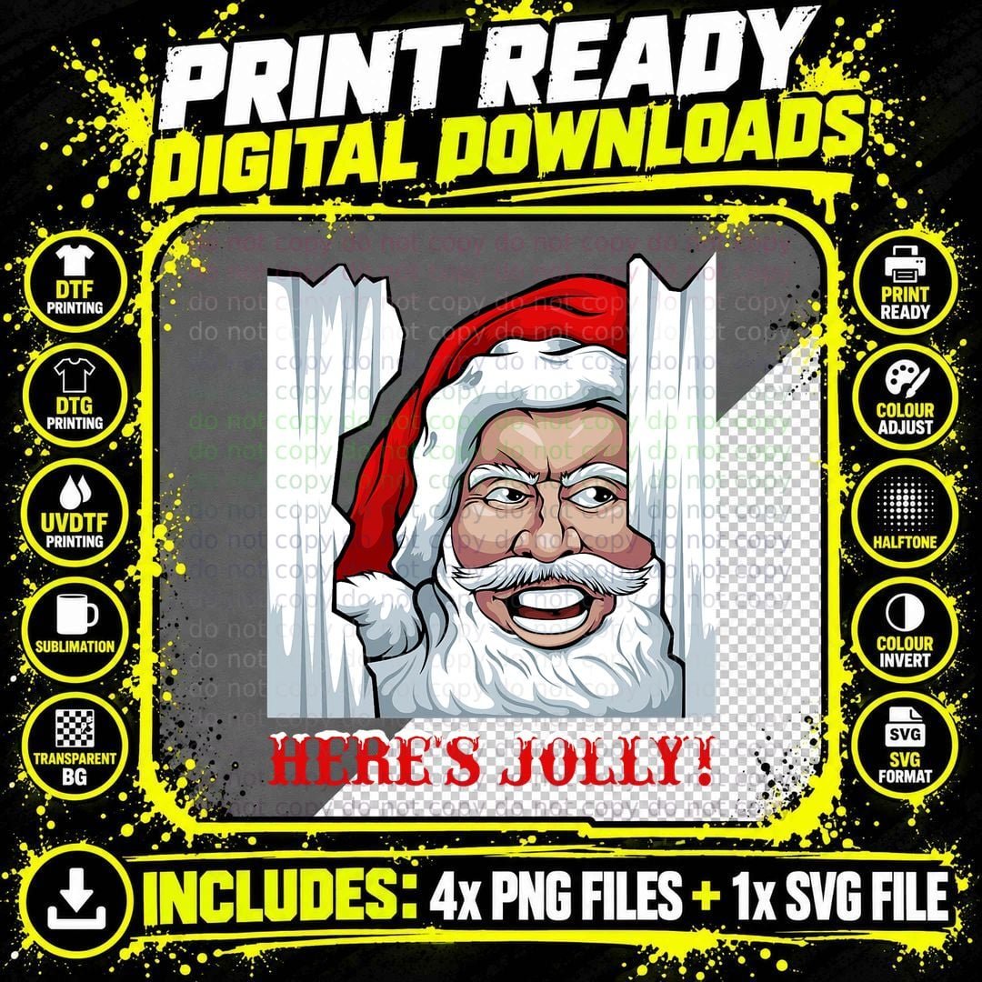 Jolly Christmas Santa Pajama T-Shirt, Funny Holiday Pun Png SVG Digital Bundle