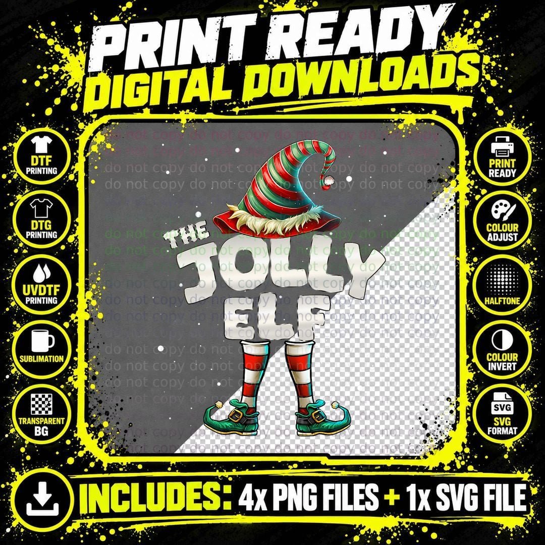 Jolly Elf Family Matching Christmas T-Shirt Png SVG Digital Bundle