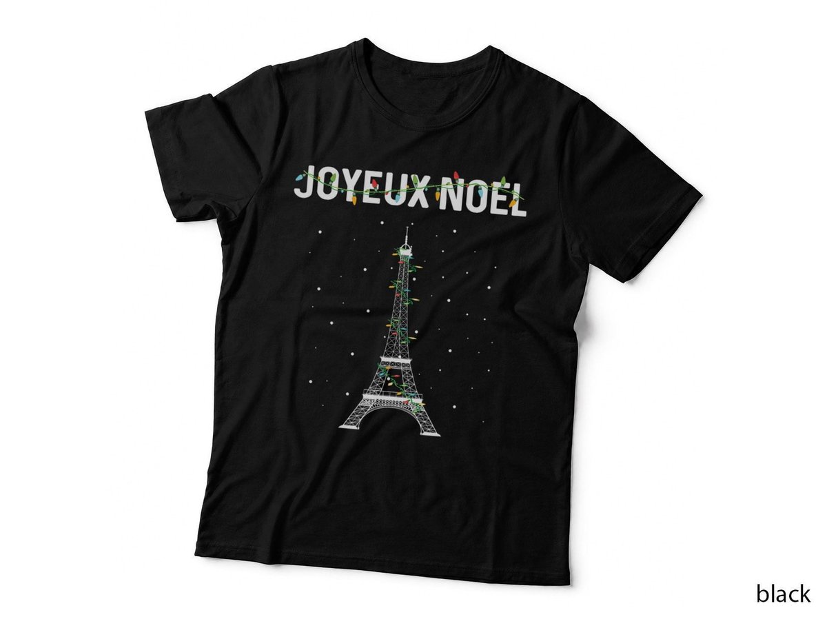 Joyeux Noel French Paris Eiffel Tower Christmas T-Shirt, Festive Holiday