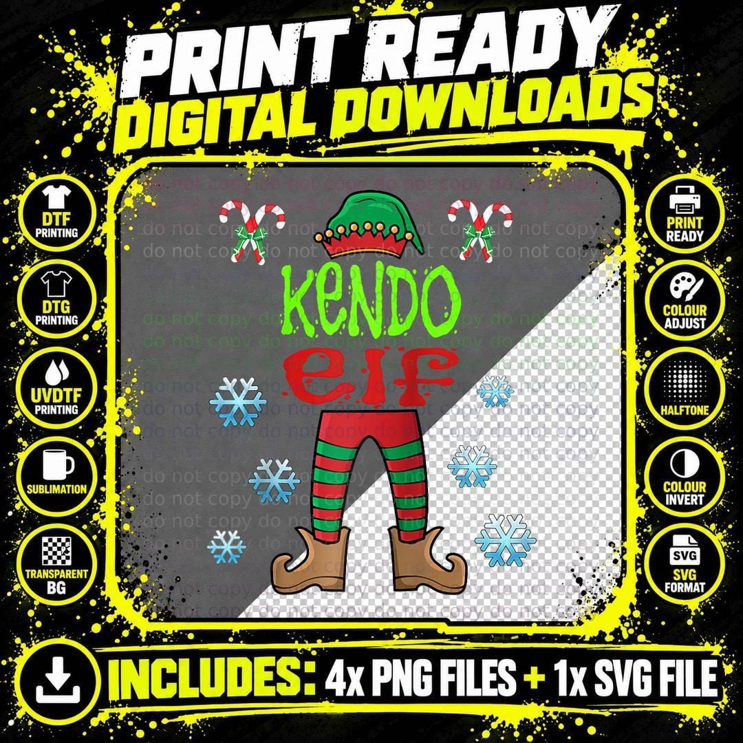 Kendo Elf, Funny Christmas Costume, Humor Png SVG Digital Bundle