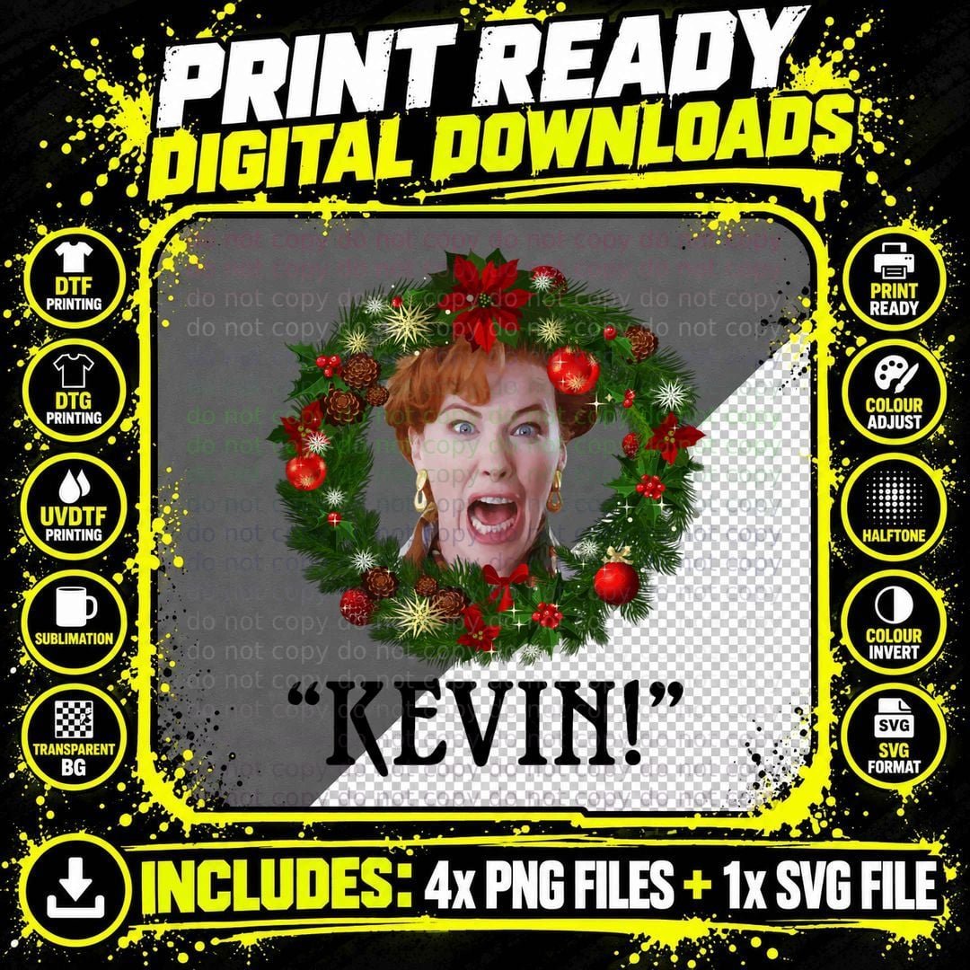 Kevin Home Alone Christmas T-Shirt, Holiday Movie Fan Png SVG Digital Bundle