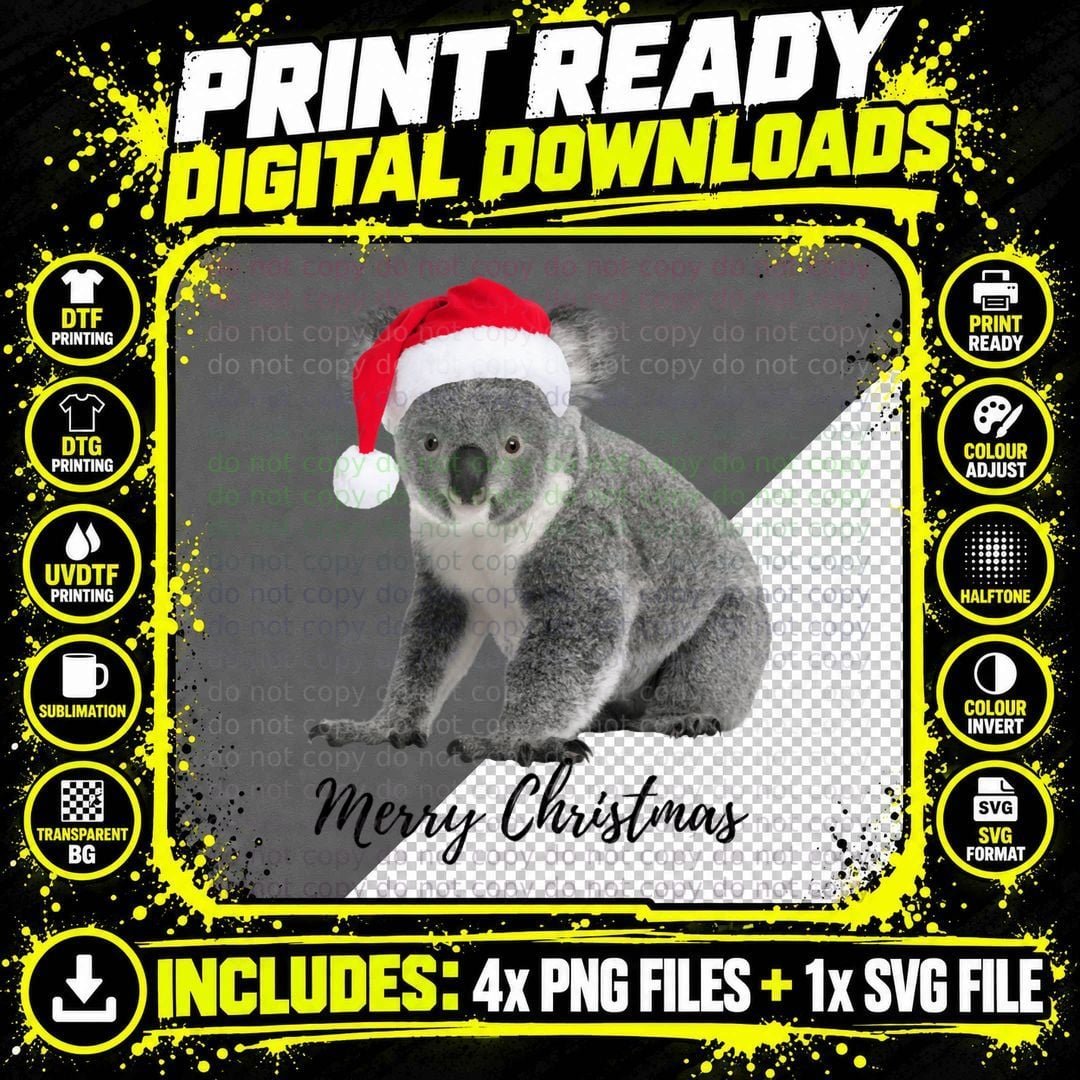 Koala Christmas T-Shirt, Festive Holiday Design Png SVG Digital Bundle