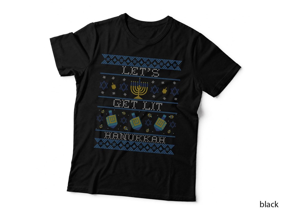 Let's Get Lit Hanukkah Ugly Christmas Sweater T-Shirt, Hanukkah Theme