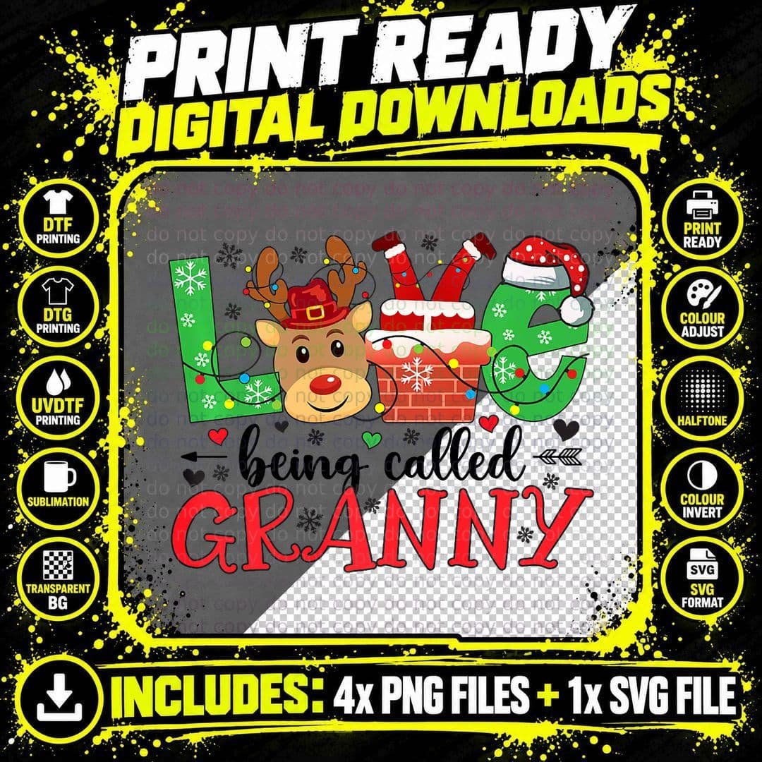 Love Being Called Granny Christmas T-Shirt Png SVG Digital Bundle