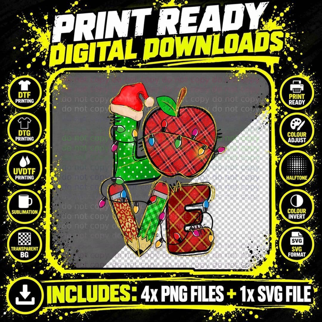 Love Christmas Candy Cane Lover T-Shirt Png SVG Digital Bundle