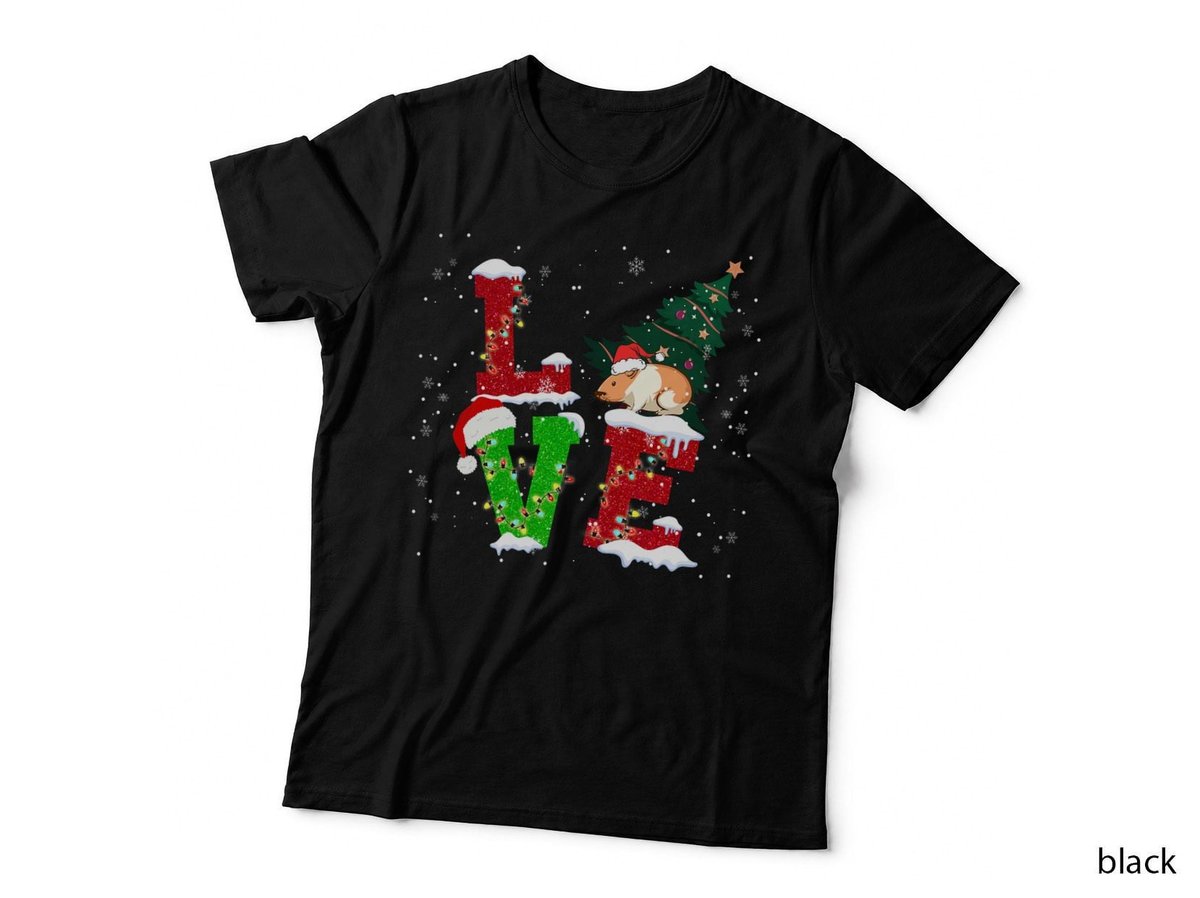 Love Hamster Christmas Lights Santa T-Shirt, Festive Holiday Theme