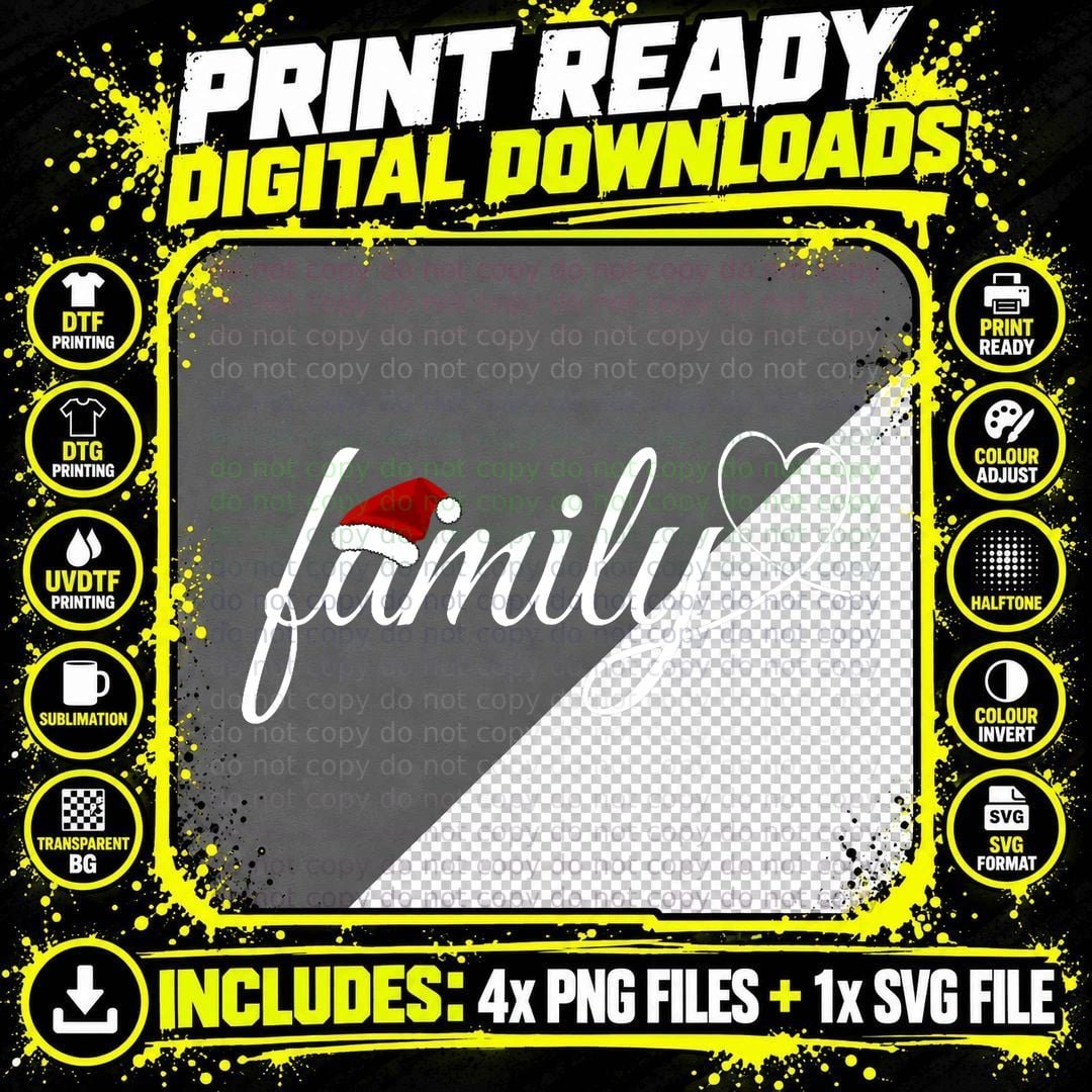 Love My Family Cute Family Christmas Holiday Apparel Png SVG Digital Bundle