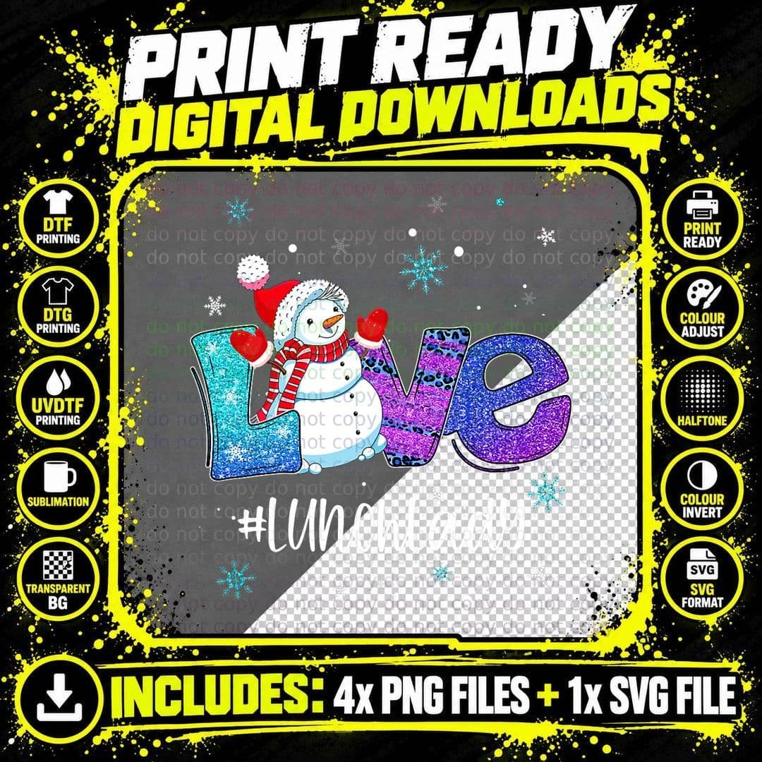 Love Snowman Winter Christmas T-Shirt Png SVG Digital Bundle