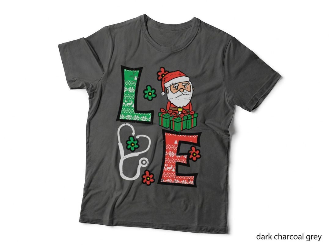 Love Stethoscope Christmas Nurse T-Shirt, Festive Holiday Theme