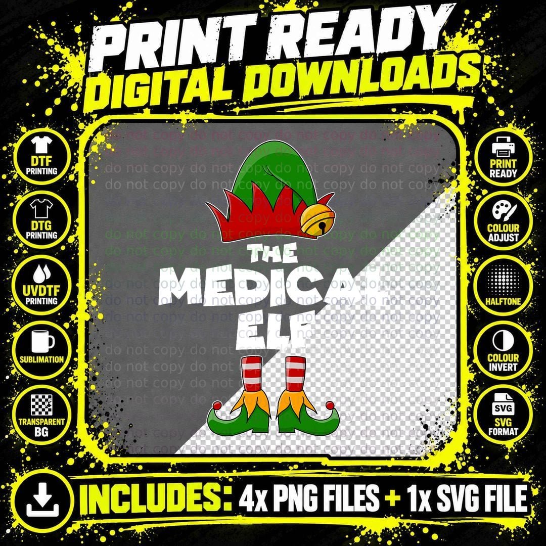 Medicine Elf Christmas T-Shirt, Holiday Elf Costume Png SVG Digital Bundle