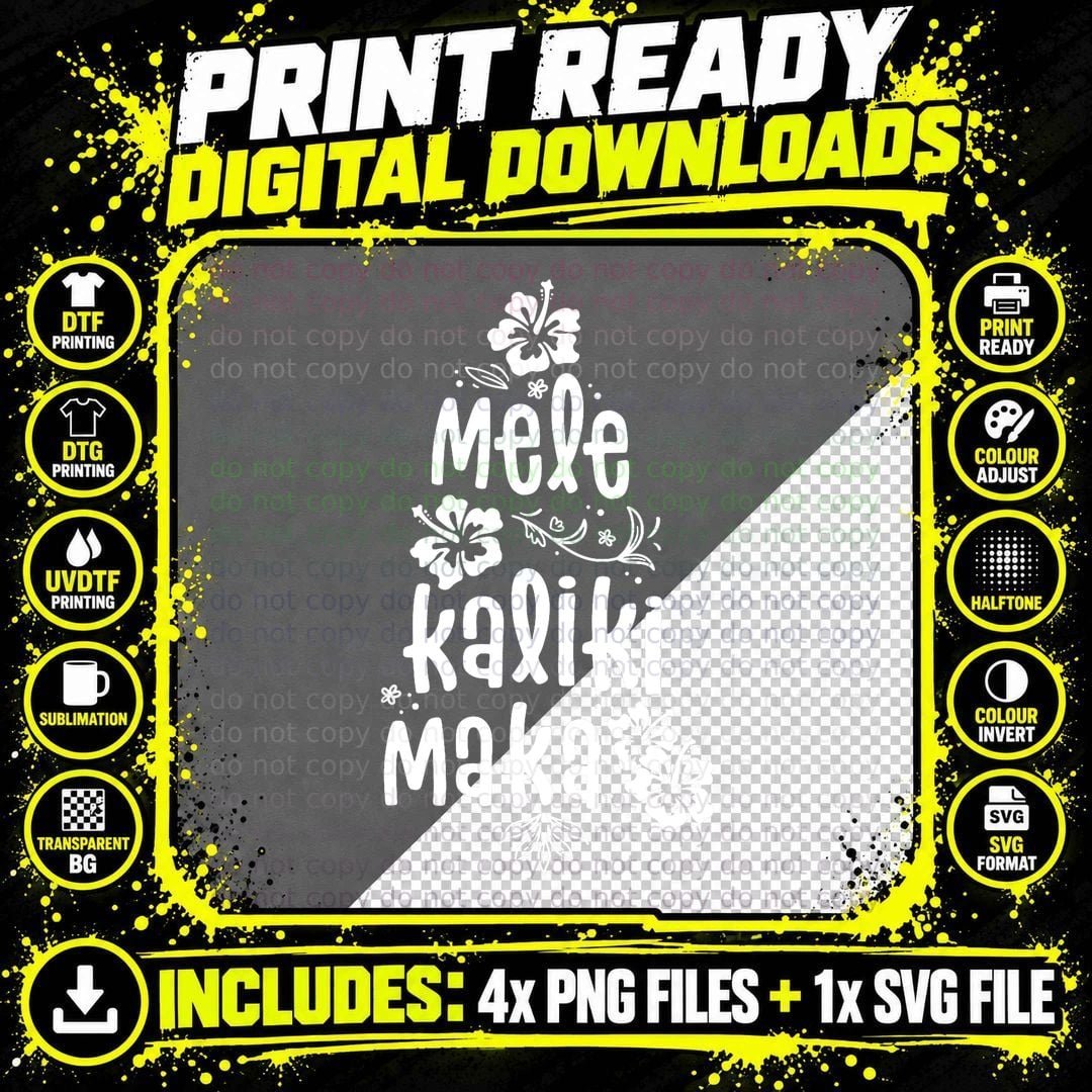 Mele Kalikimaka Hawaiian Christmas T-Shirt Png SVG Digital Bundle